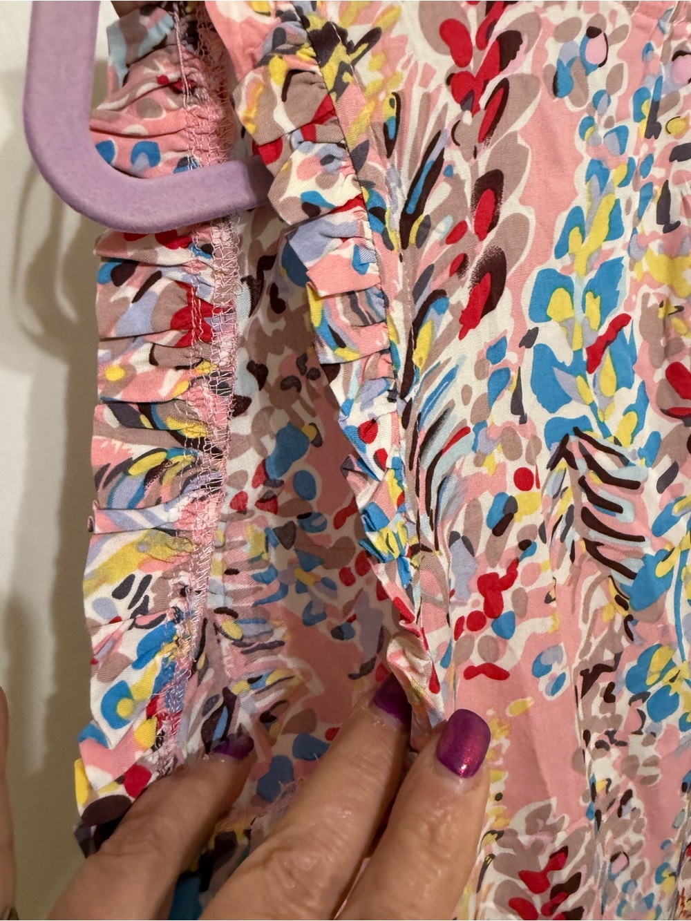 H128 NWT Ott XL pp21 Floral Ruffle Sleeveless Pink Multi Top - Picture 4 of 12